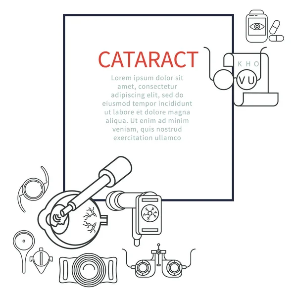 Göz tedavisi, katarakt tedavisi, glokom vektör afiş.