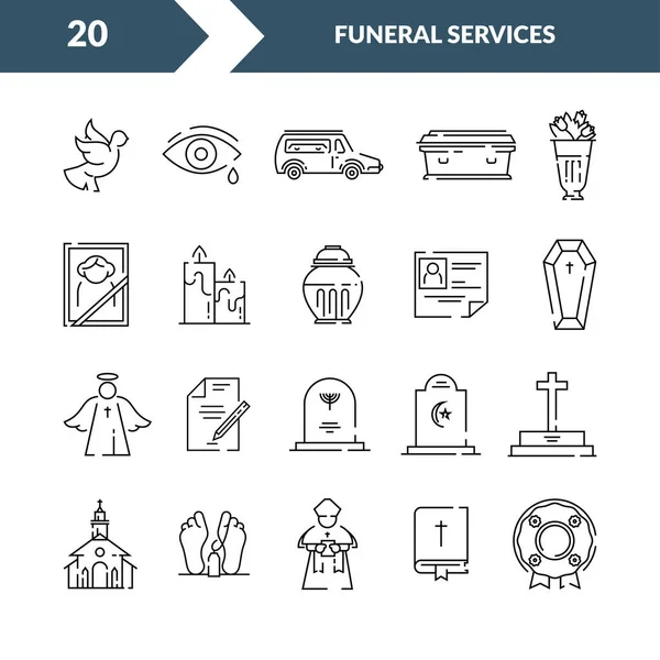 Begrafenisdienst pictogram in lineaire stijl. — Stockvector