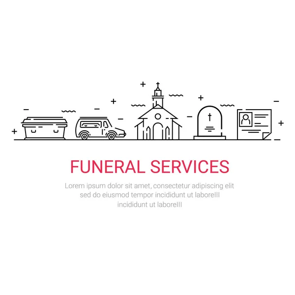 Ikonen begravning tjänst som i linjär stil. — Stock vektor