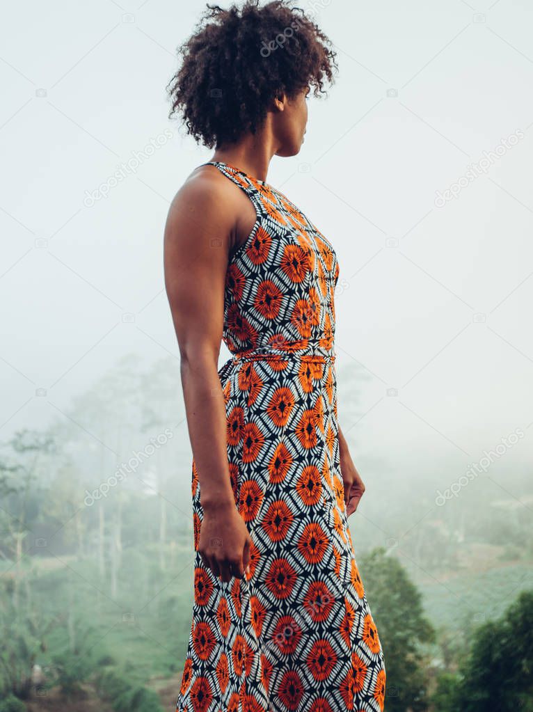 Afro american model looking at distance 