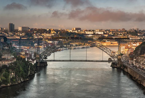 Vista Puente Ponte Luis Oporto Hora Dorada Mañana — Foto de Stock