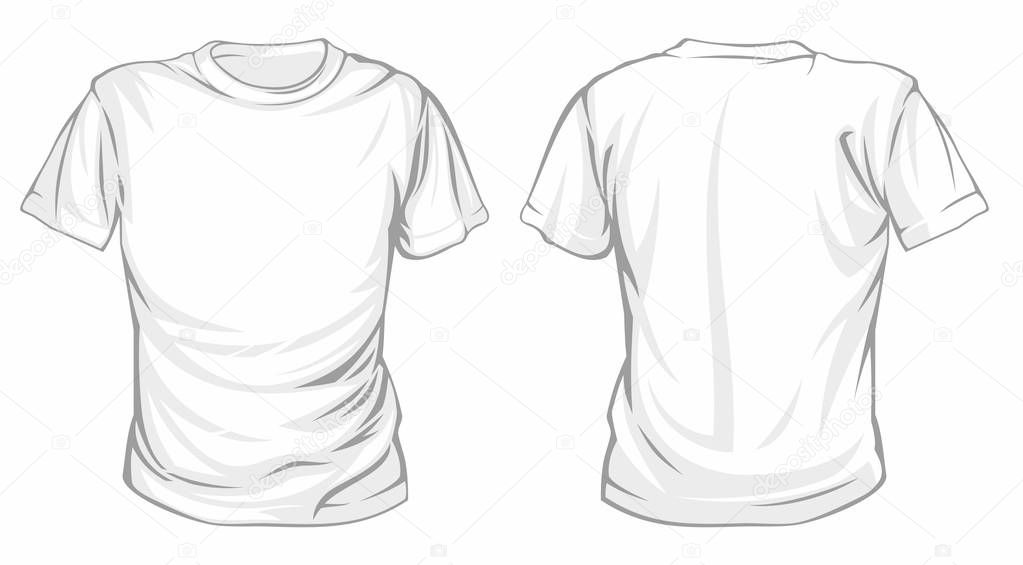 Vettoriale stockShirt Bianca Fronte Retro Modello Vettoriale Shirt
