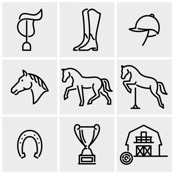Ridsport Ikonuppsättning Hästar Vektor Symboler — Stock vektor
