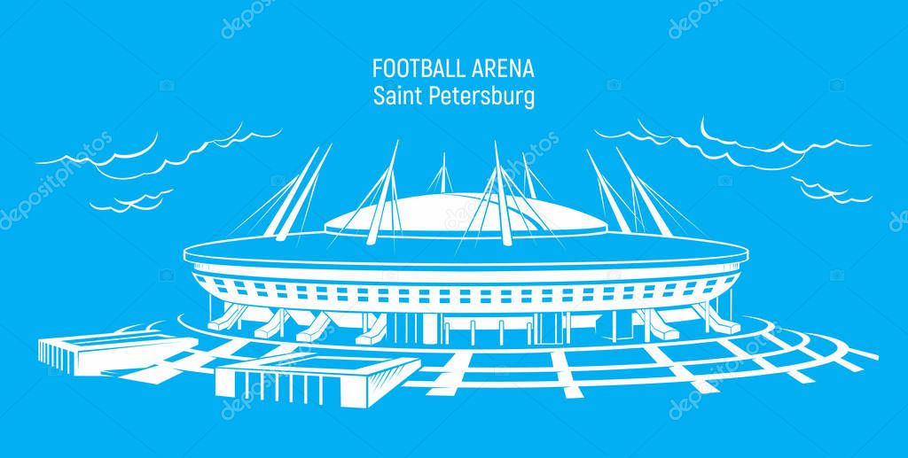 Zenit Arena. Football stadium in Saint Petersburg vector illustration.