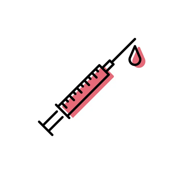 Icona Vettoriale Colori Siringa Medica Iniezione Simbolo Della Vaccinazione — Vettoriale Stock