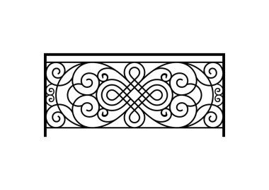 Black forged lattice fence vector image. Iron work concept. clipart
