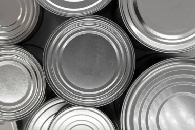 Çeşitli boyutlarda alüminyum gıda kutular yüzey arka plan