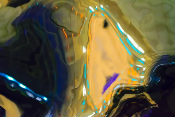 Абстрактный Размытый Фон Выглядит Расплавленное Железо Освещенное Коричневым Желтым Синим — стоковое фото