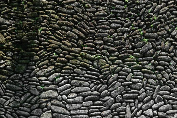 Superficie Fondo Pared Piedras Perfectamente Colocada Cubierta Con Musgo Líquenes — Foto de Stock