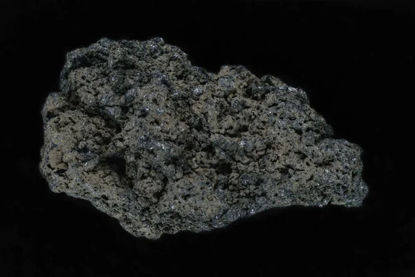 Black Lava Rock Batur Volcano Isolated Black Background — Stock Photo, Image