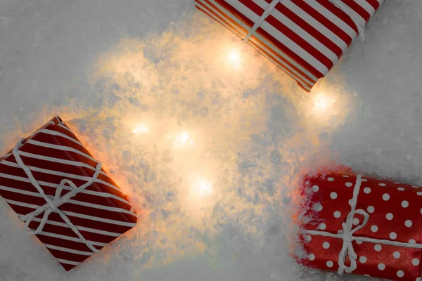 Superfície Fundo Neve Artificial Branca Iluminada Por Luz Branca Dentro — Fotografia de Stock