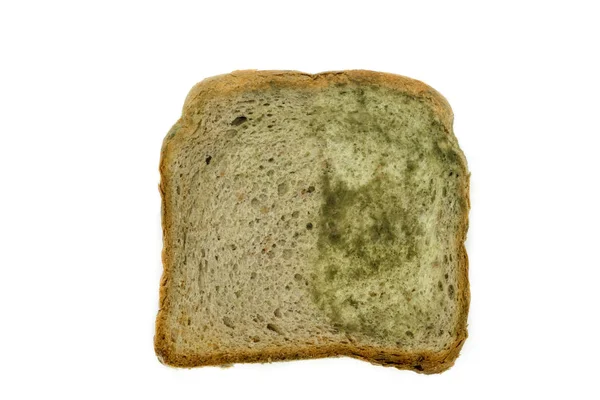 Jedna Kromka Białego Chleba Formy Białym Tle — Zdjęcie stockowe