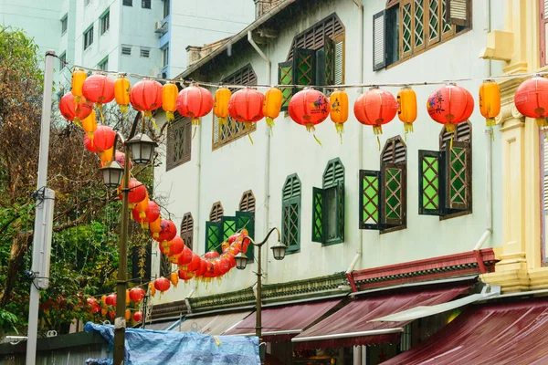 Singapur Oct 2018 Chinatown Calle Del Mercado Durante Lluvia Tropical — Foto de Stock
