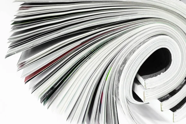 Background Surface Few Twisted Magazines White Background — Stock Photo, Image