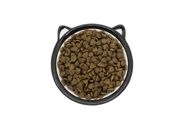 Gato seco ou comida de cão em tigela redonda — Fotografia de Stock