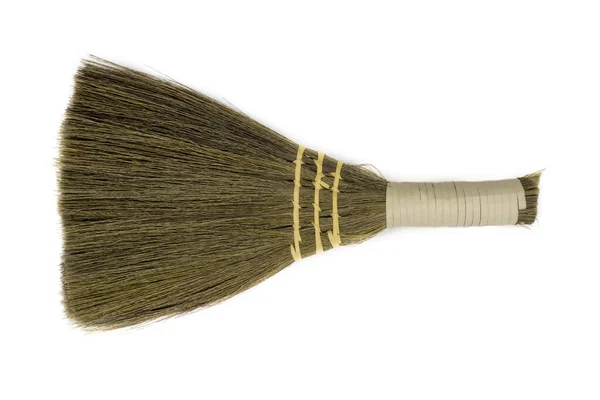 Straw broom on white background — Stock Photo, Image