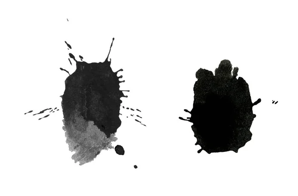 Recursos Gráficos Manchas Tinta Negra Aisladas Sobre Fondo Blanco —  Fotos de Stock