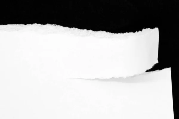 Білий Рваний Папір Ізольований Чорному Тлі Копіювальним Простором — стокове фото