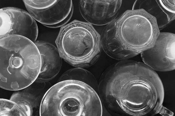 Κάτοψη Των Διαφόρων Βρώμικο Και Ασβέστη Κουκκίδες Ποτήρια Πόσιμο Τοποθετείται — Φωτογραφία Αρχείου