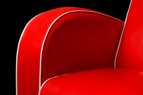 Partie Fauteuil Rouge Luxe Bordures Blanches Isolées Sur Fond Noir — Photo