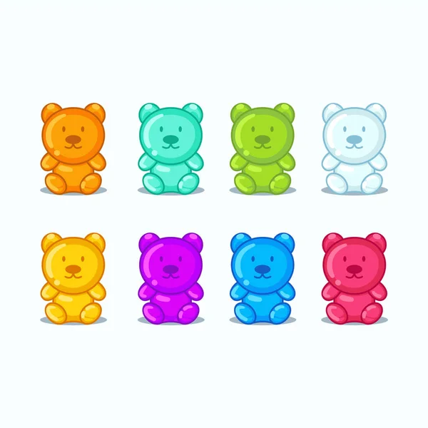 Набір Барвистих Жувальних Ведмедів Детальна Красива Векторна Ілюстрація Цукеркових Іконок — стоковий вектор