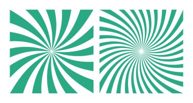 Beyaz Arkaplanda Soyut Yeşil Sarmal Güneş Patlamaları, 2 Kare Poster