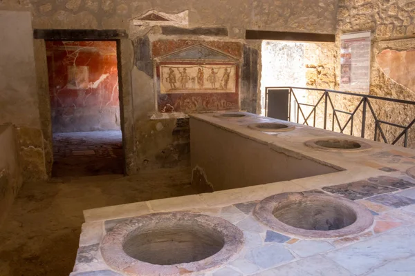 Interior Antigo Taberna Com Afresco Pompeia Itália Pompeia Ruínas Após — Fotografia de Stock