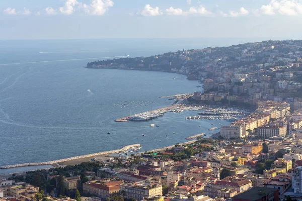 Nápoles Bahía Del Mar Mediterráneo Con Barcos Vista Superior Nápoles — Foto de Stock
