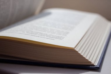 Açık kitap izole. Edebiyat ve eğitim kavramı. Bilgi ve bilgelik arka plan. Metin açık sayfaları. Kütüphane kavramı. Kitap depolama. Açık bilgi. Oku ve çalış. Masada açık kitap.