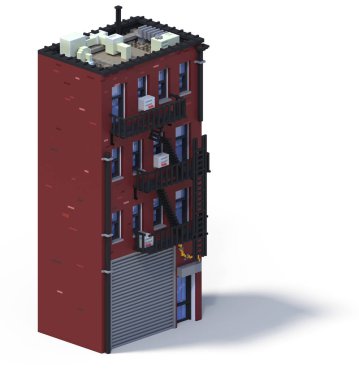 3D render düz izometrik blok binalar Infographic kavram kümesi. Özel şehir harita Oluşturucusu. Gölge beyaz zemin üzerine izole. Ev simgesini koleksiyonu. Piksel sanat. Tipik New York bina