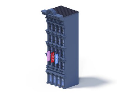 3D render düz izometrik blok binalar Infographic kavram kümesi. Özel şehir harita Oluşturucusu. Gölge beyaz zemin üzerine izole. Ev simgesini koleksiyonu. Piksel sanat. Residence