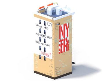 3D render düz izometrik blok binalar Infographic kavram kümesi. Özel şehir harita Oluşturucusu. Gölge beyaz zemin üzerine izole. Ev simgesini koleksiyonu. Piksel sanat. Tipik New York bina