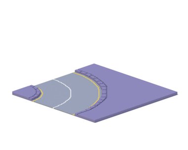 3D render düz izometrik blok binalar Infographic kavram kümesi. Özel şehir harita Oluşturucusu. Gölge beyaz zemin üzerine izole. Yol simgesi toplama. Piksel sanat. Yol daire dönüş alanı