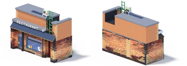 Rendering Set Von Flachen Isometrischen Blockgebäuden Infografik Konzept Benutzerdefinierte Stadtplan — Stockfoto