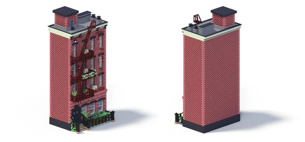 Conjunto Renderização Edifícios Bloco Isométrico Plana Infográfico Conceito Construtor Mapas — Fotografia de Stock