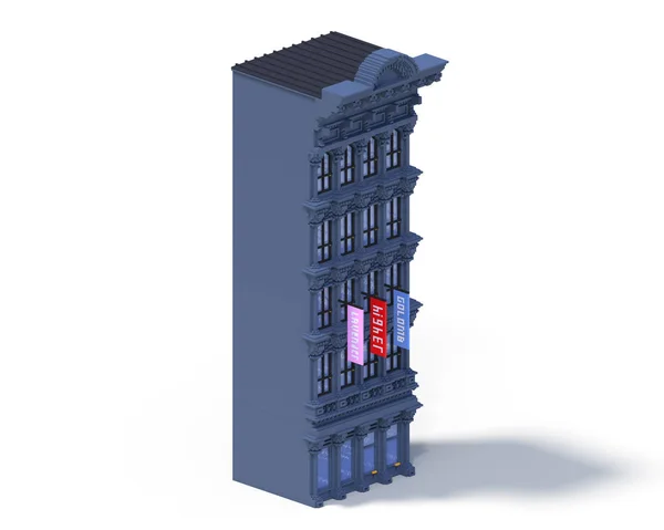 Rendering Set Von Flachen Isometrischen Blockgebäuden Infografik Konzept Benutzerdefinierte Stadtplan — Stockfoto