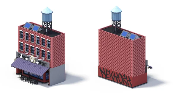 Conjunto Renderização Edifícios Bloco Isométrico Plana Infográfico Conceito Construtor Mapas — Fotografia de Stock