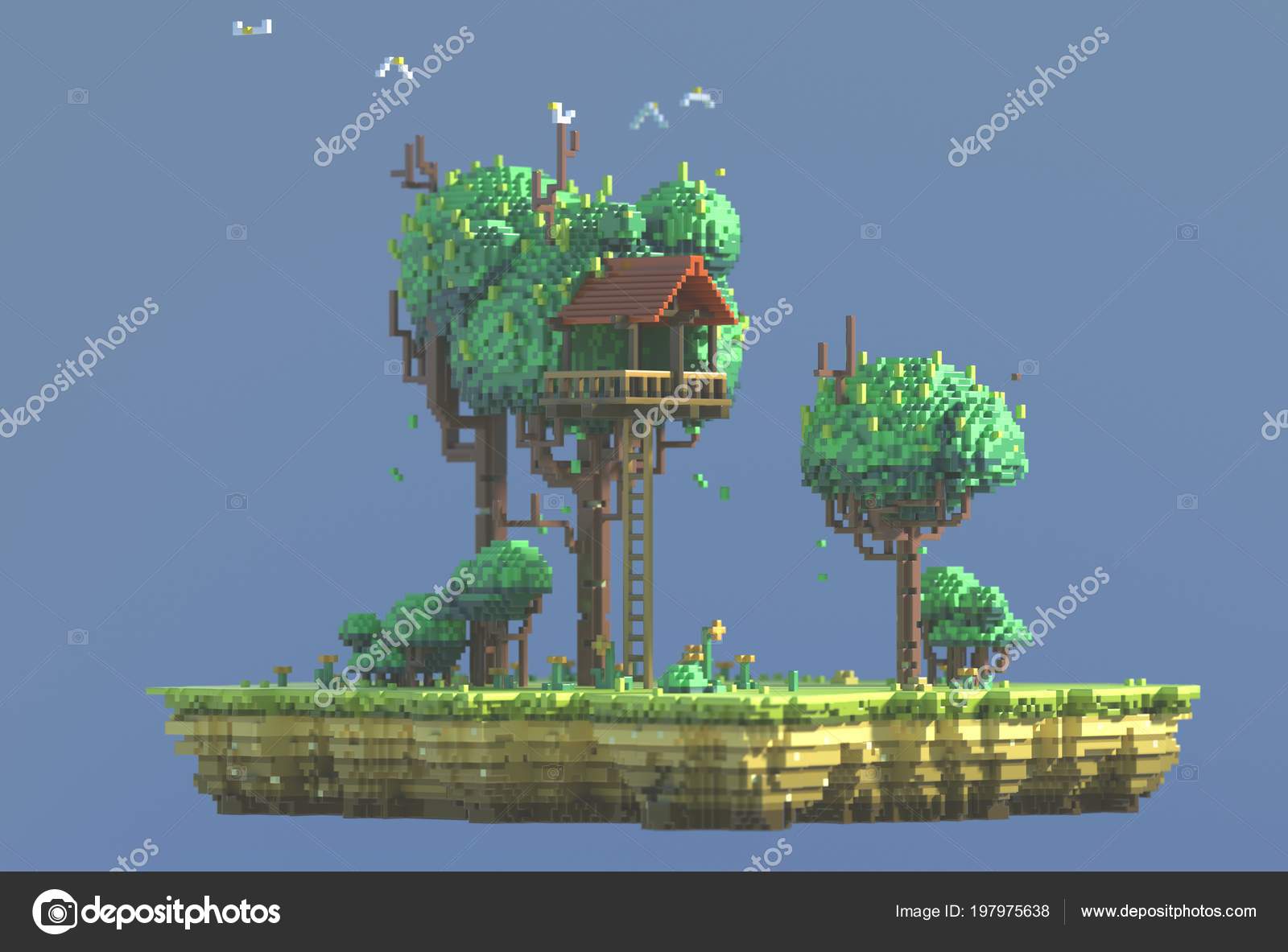 Rendering Pixel Art Nature Scene Ground Grass Bushes Flowers Little Stock  Photo by ©BugFish 197975638