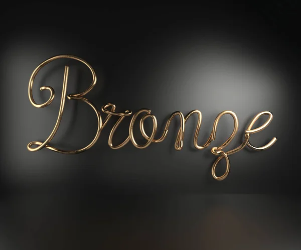 Renderizado Caligrafía Personalizada Palabra Brillante Bronce Aislado Sobre Fondo Negro — Foto de Stock