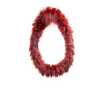 kabarık gerçekçi faux kürk karakter 3D render. Beyaz arka plan üzerinde izole tüylü yazı tipi. 3D saç. Simgesini veya büyük harf O