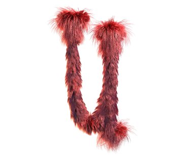 kabarık gerçekçi faux kürk karakter 3D render. Beyaz arka plan üzerinde izole tüylü yazı tipi. 3D saç. Simgesini veya büyük harf U