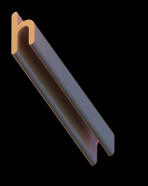 3D metin. Ekstra işleme uzun kalın siyah arka plan üzerine izole H harfi. Büyük derinlik A'ya eğim ile yazı tipi. Alfabe pop iki çapraz yönde ayarlayın. Yumuşak ışık pürüzsüz parlak yansımalar  