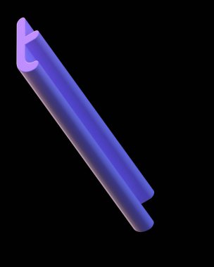 3D metin. Ekstra işleme uzun kalın siyah arka plan üzerine izole T harfi. Büyük derinlik A'ya eğim ile yazı tipi. Alfabe pop iki çapraz yönde ayarlayın. Yumuşak ışık pürüzsüz parlak yansımalar  