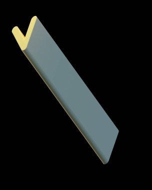 3D metin. Ekstra işleme uzun kalın harf V siyah arka plan üzerine izole. Büyük derinlik A'ya eğim ile yazı tipi. Alfabe pop iki çapraz yönde ayarlayın. Yumuşak ışık pürüzsüz parlak yansımalar  