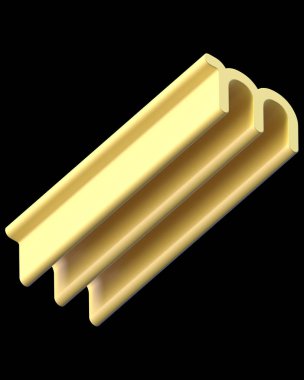 3D metin. Ekstra işleme uzun kalın harf M siyah arka plan üzerine izole. Büyük derinlik A'ya eğim ile yazı tipi. Alfabe pop iki çapraz yönde ayarlayın. Yumuşak ışık pürüzsüz parlak yansımalar  