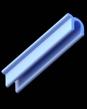 3D metin. Ekstra işleme uzun kalın harf N siyah arka plan üzerine izole. Büyük derinlik A'ya eğim ile yazı tipi. Alfabe pop iki çapraz yönde ayarlayın. Yumuşak ışık pürüzsüz parlak yansımalar  