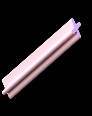 3D metin. Ekstra işleme uzun kalın harf X Siyah arka plan üzerine izole. Büyük derinlik A'ya eğim ile yazı tipi. Alfabe pop iki çapraz yönde ayarlayın. Yumuşak ışık pürüzsüz parlak yansımalar  