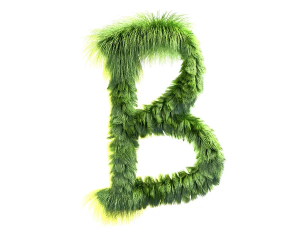 kabarık gerçekçi faux kürk karakter 3D render. Beyaz arka plan üzerinde izole tüylü yazı tipi. 3D saç. Simgesini veya büyük harf B