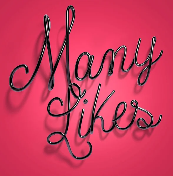 Siyah el yazısı parlak 3D render, pembe arka plan izole ince parlak ifade fırçaladı. El fırça komut dosyası plastik glitter latin harfleri çekilmiş. Poster kaligrafi yazıt ile pek çok seviyor