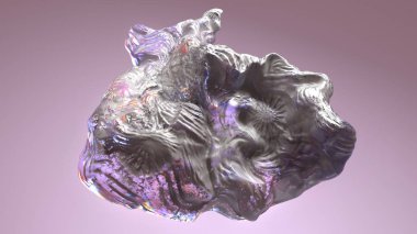 3d rendering abstract geometric structure like seashell. Motion graphic stylized white detailed mineral on purple background. Modern design for cover, poster. Generative art